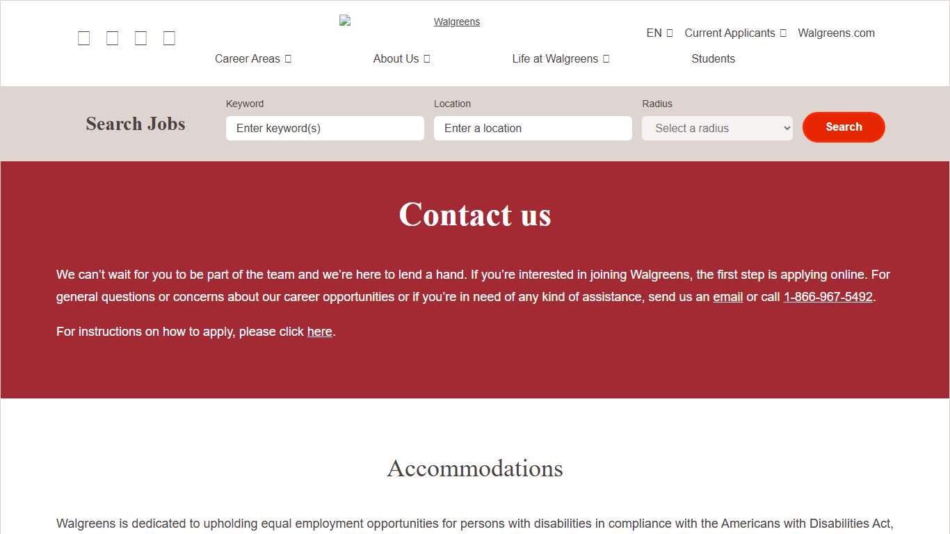 Contact Us at WALGREENS